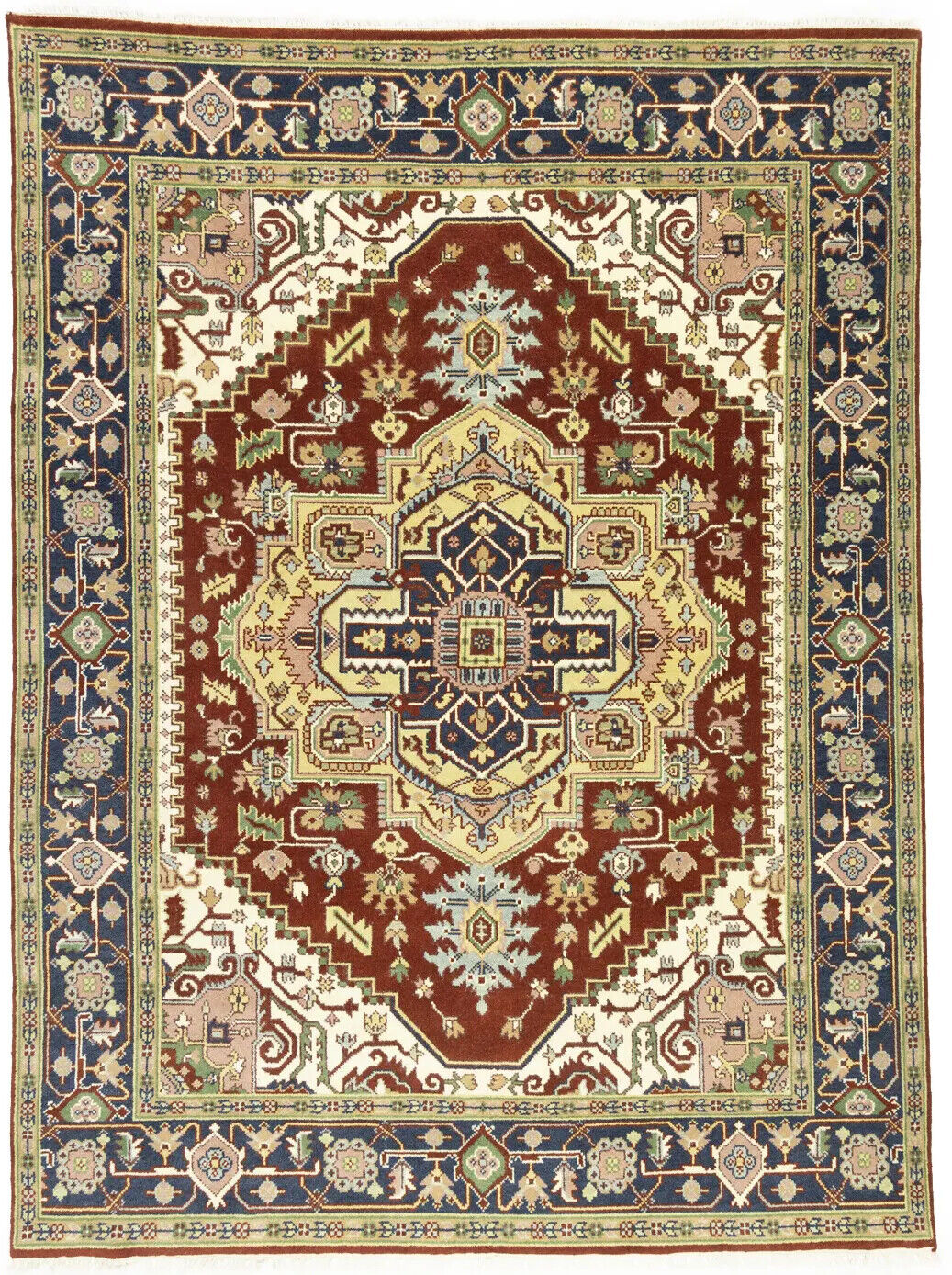 Farmho Rusty Red Geometric Heriz Serapi Oriental