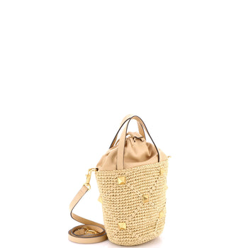 Valentino Garavani Roman Stud Bucket Bag Raffia And Leather