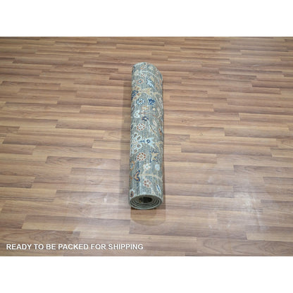 3'1"X5'1" Green Wool Hand Knotted Rug Trellis Borderless Garden Design