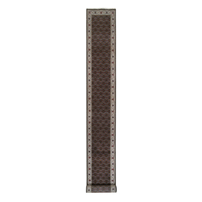 2'5"X20' Black Hand Knotted 175 Kpsi Wool And Silk Herrita Xl Runner Rug
