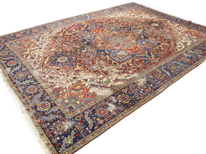 Semi-Antique Hand-Knotted Oriental Rug Large Red