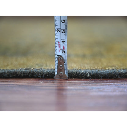 7'8"X10'1" Brown Overdyed Design Hunting Scene Pure Wool Hand Knotted Rug