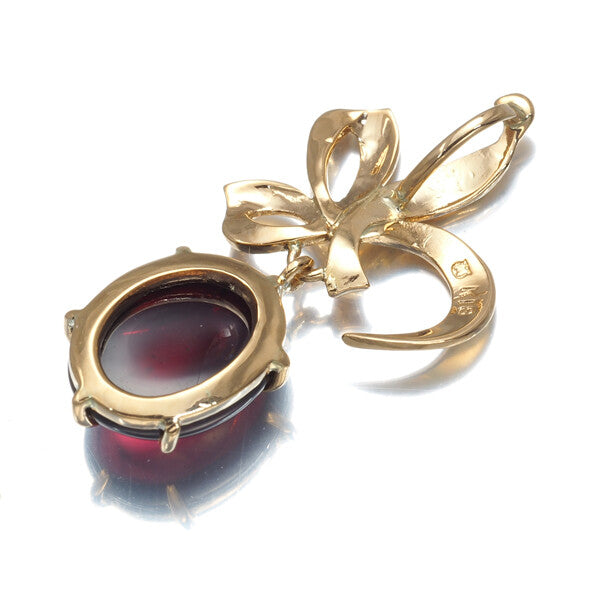 Mikimoto Pendant Garnet Vintage 18K 750 Rose Gold