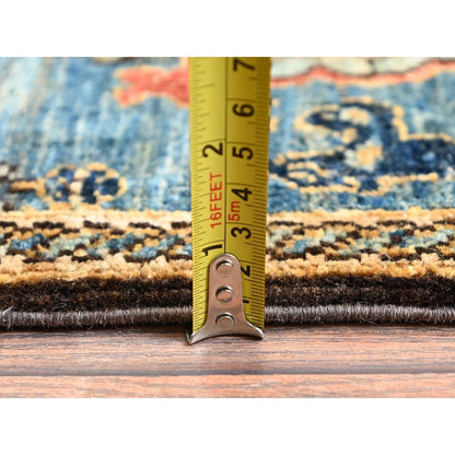 2'7"X14'7" Blue Northwest Zoroastrian Design Wool Hand Knotted Runner Rug