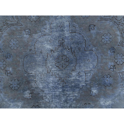 7'2"X10'4" Wool Hand Knotted Gray Vintage Overdyed Farsian Tabrez Rug
