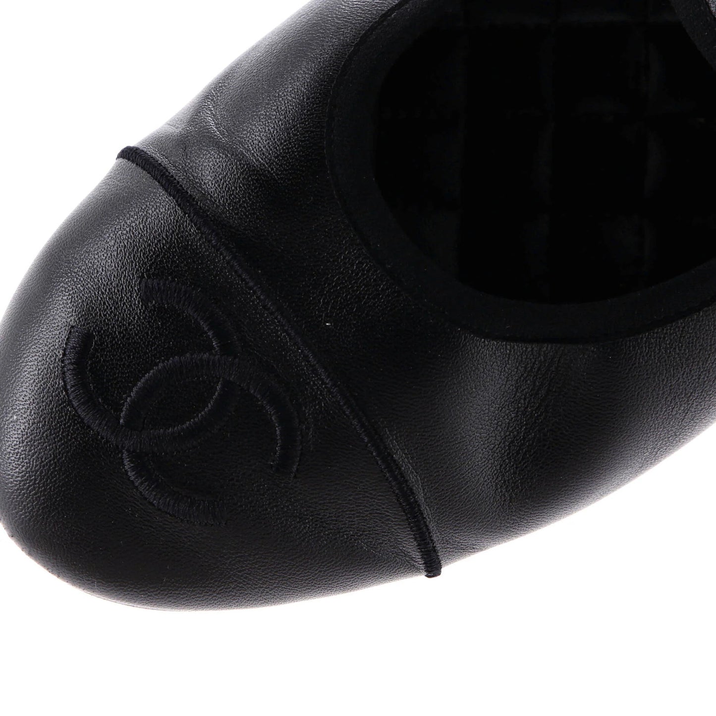 Chanel Women'S Cc Mary Jane Flats Embroidered Leather