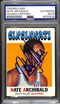 Nate Archibald Hof Signed/Auto 1971-72 Topps Card #29 Royals Rookie Psa 187992