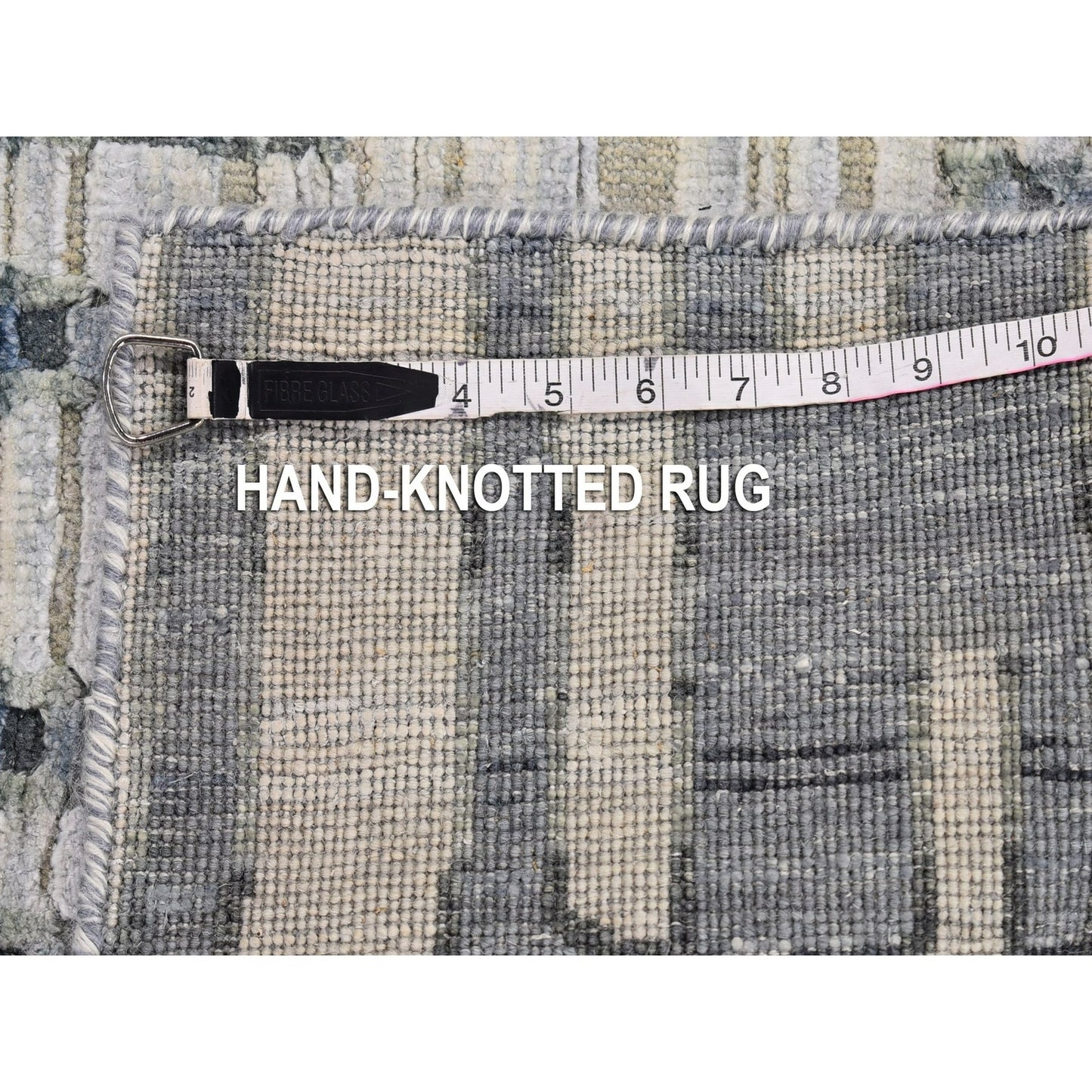 2'6"X10'4" Silk & Wool Wide Runner Zigzag With Graph Design Hand Made Rug