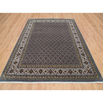 8'1"X10' Black Coral Gray 175 Kpsi Herrita Design Wool Hand Knotted Rug