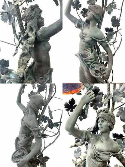 Antique French Bronze Statue Lamp Auguste Moreau