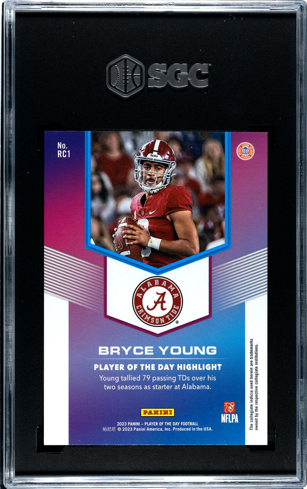 Bryce Young 2023 Panini Player Of The Day Orange /199 #Rc1 Sgc 10