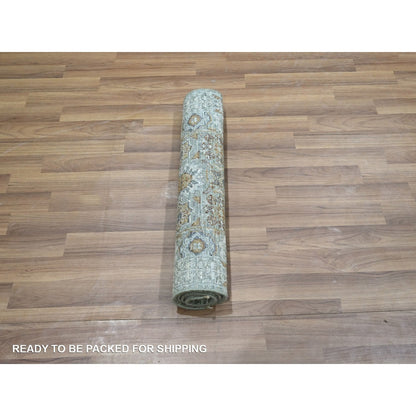 2'1"X3'1" Sage Green Rug Wool Pre Historic Mamluk Design Hand Knotted Mat