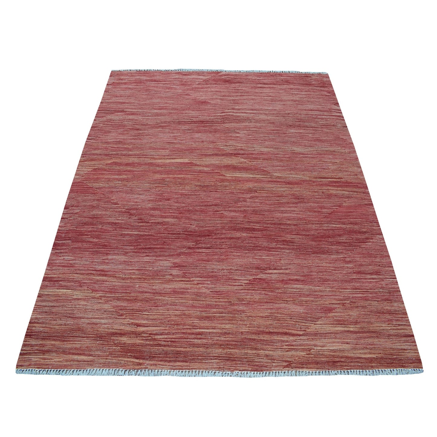 5'1"X6'7" Sunset Shades Reversible Kilim Pure Wool Handwoven Oriental Rug