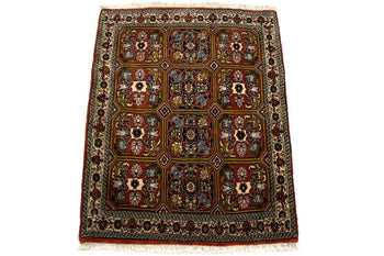 Rare Plush Burnt Orange Floral Wool Area Rug