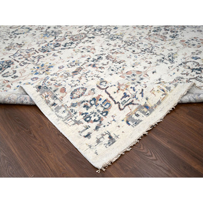 11'10"X17'8" Ivory Mahal Design 100% Wool Hand Knotted Oriental Rug