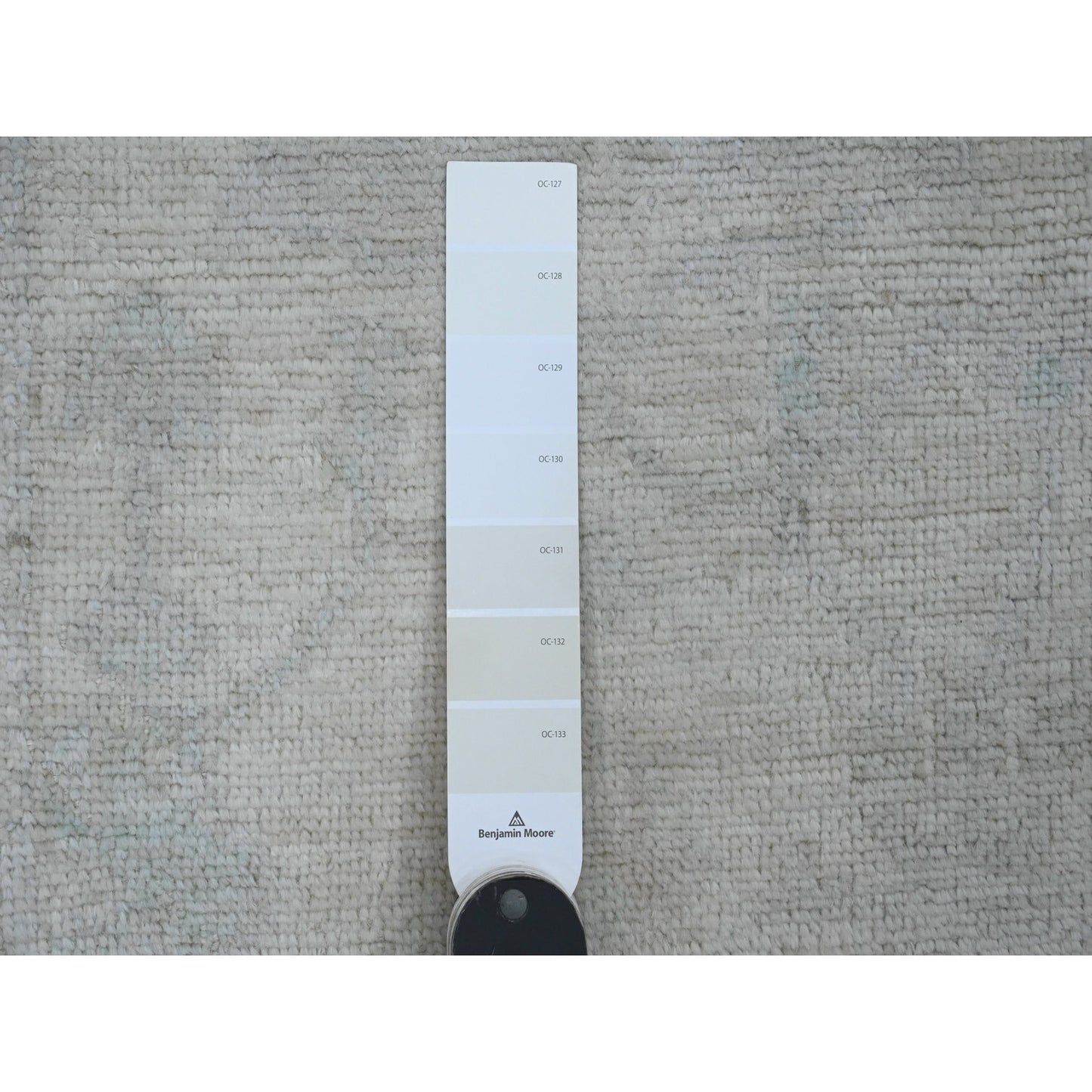 2'7"X11'7" Gray Angora Oushak Leaf Design Wool Hand Knotted Runner Rug