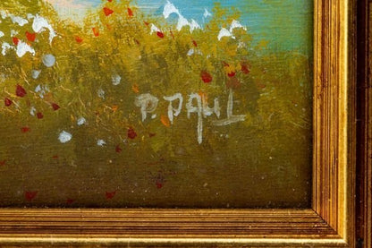 Peter Paul Oil Painting Country Path Landscape Cottage Signed F2 W/ Frame