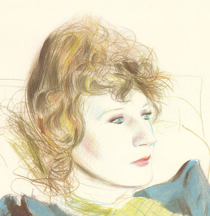 David Hockney Portrait Of Celia Wearing Checkered Sleeves " Lithograph 1