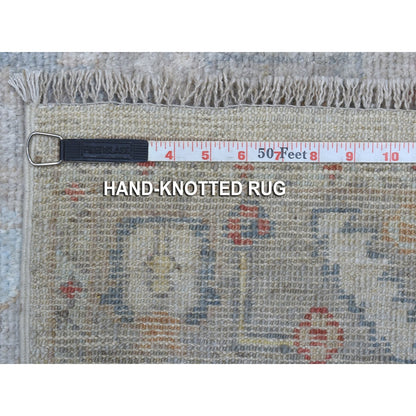2'6"X14' Soft Velvety Wool Hand Knotted Gray Angora Oushak Runner Rug