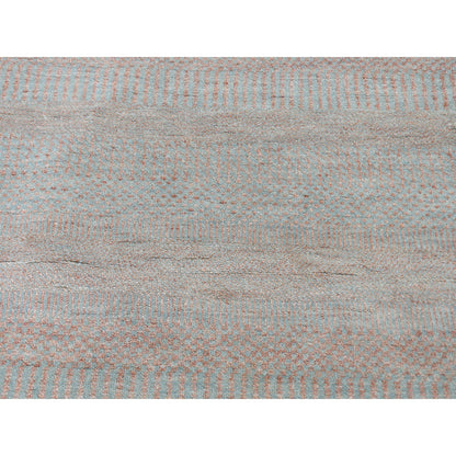 8'X8' Salmon Grass Design Wool And Silk Hand Knotted Round Oriental Rug