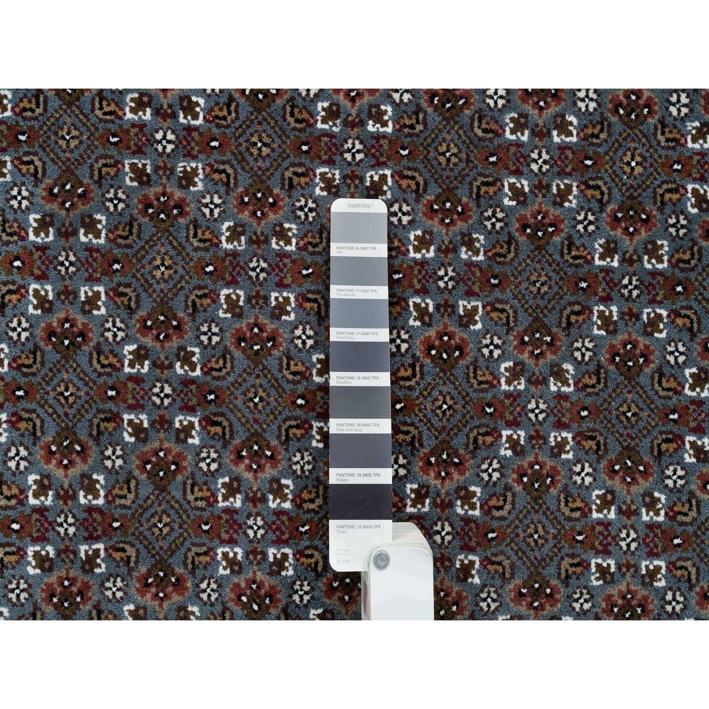 8'1"X10' Black Coral Gray 175 Kpsi Herrita Design Wool Hand Knotted Rug