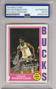 Oscar Robertson 1975 Topps #55 Autographed Psa Authentic Card