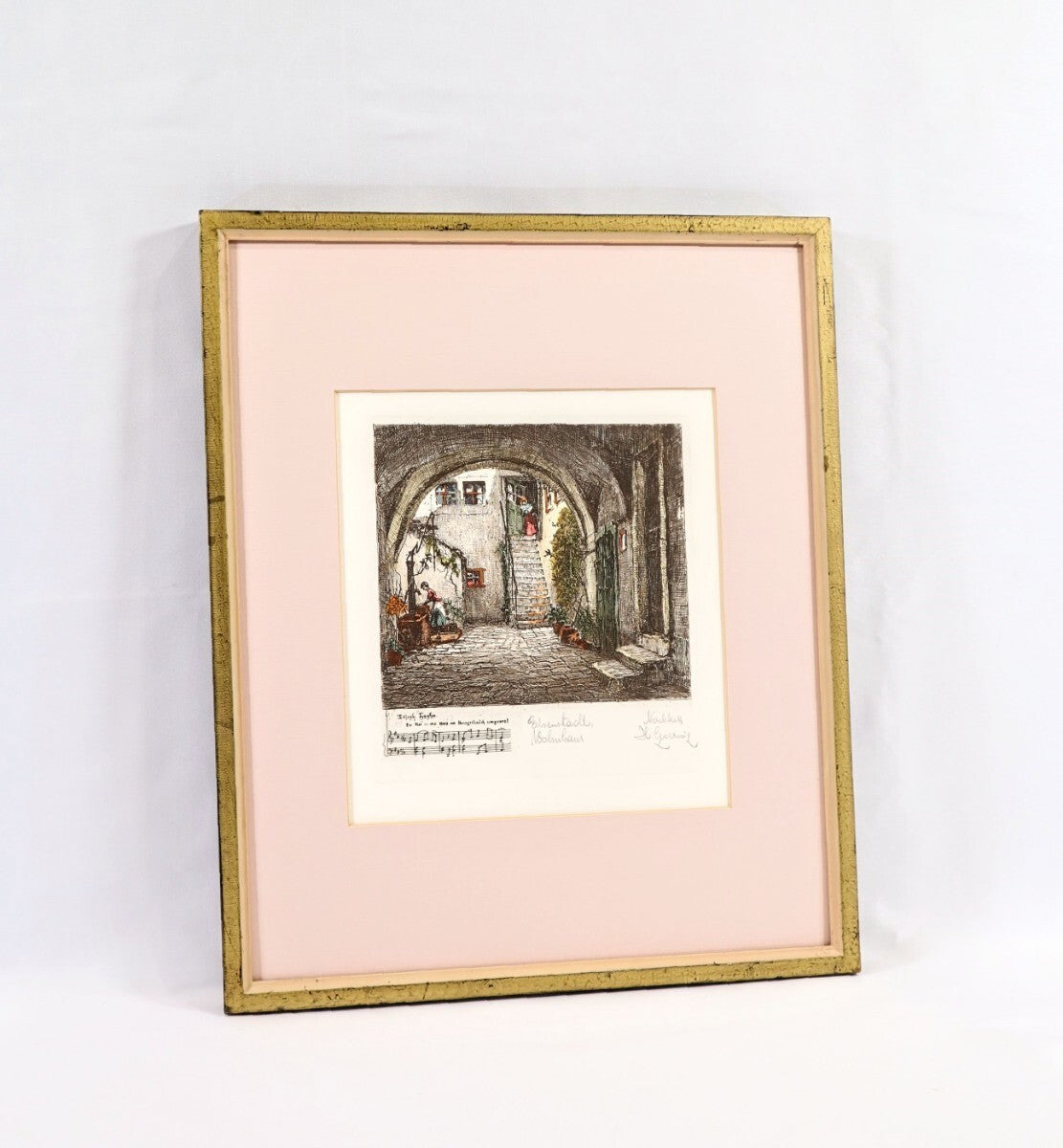 Herta Czernik-Kobanz Gzonning Original Etching With Hand Coloring  Signed