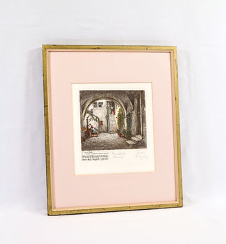 Herta Czernik-Kobanz Gzonning Original Etching With Hand Coloring  Signed