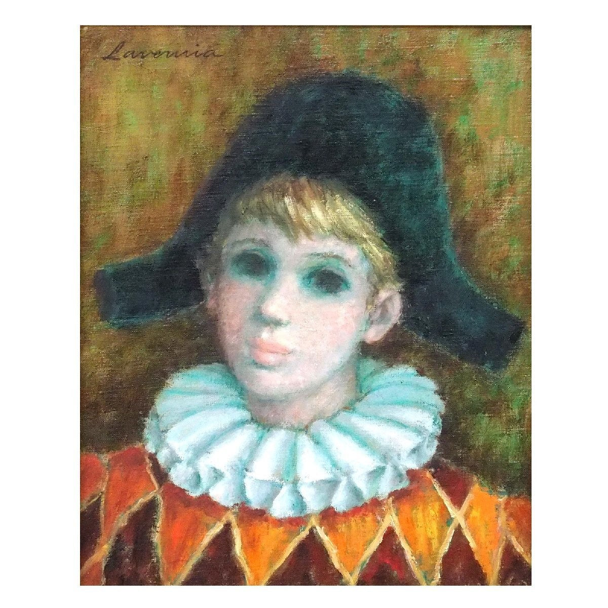 Harlequin Portrait Oil Painting Canvas Angelina Lavernia Arlequin 1993