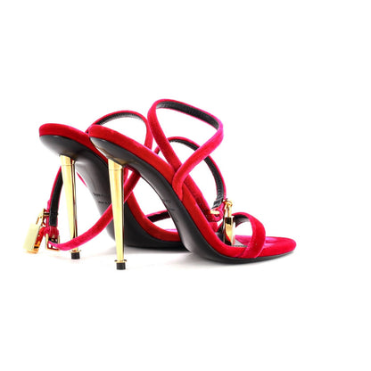 Tom Ford Women'S Padlock Pointy Naked Heeled Sandals Velvet 105