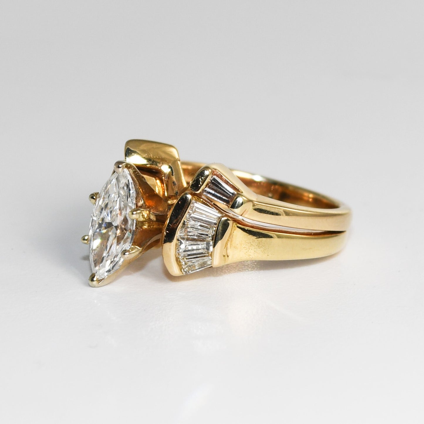 14K Yellow Gold Engagement Ring Set With 1.01Ct