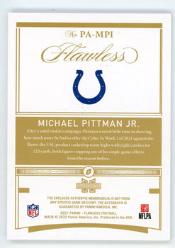 Michael Pittman Jr. 2021 Panini Flawless Patch Relic Autographed #Pa-Mpi