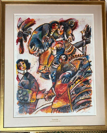 Theo Tobiasse (France) Original Large Lithograph Signed Numbered Gold Framed