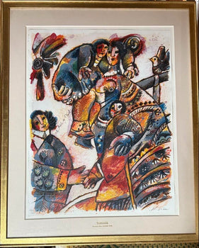 Theo Tobiasse (France) Original Large Lithograph Signed Numbered Gold Framed