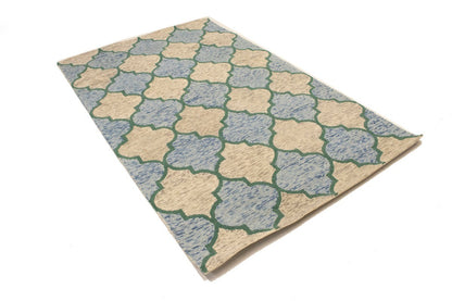 Contemporary Modern Wool Carpet 5x8 ft Multicolor Trellis Design Rug