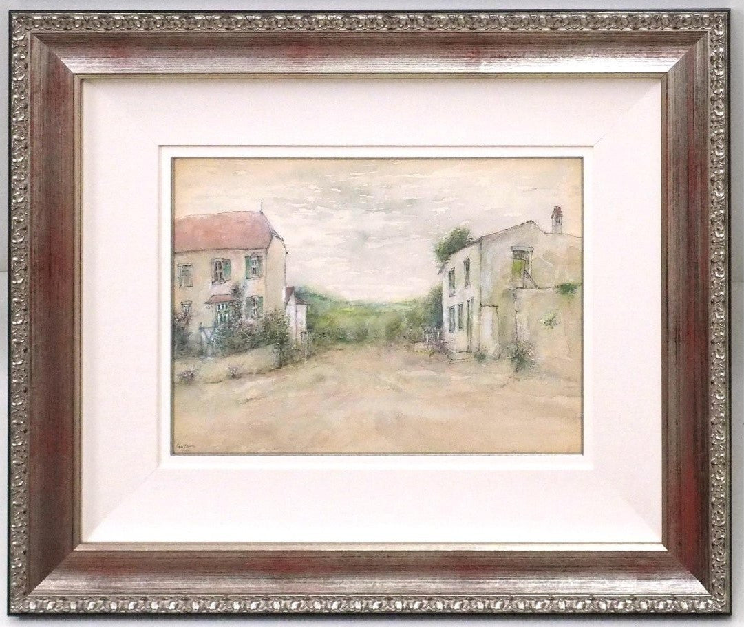 Bernard Gantner Chemin du Village 2002 Original Watercolor on Paper, Signed