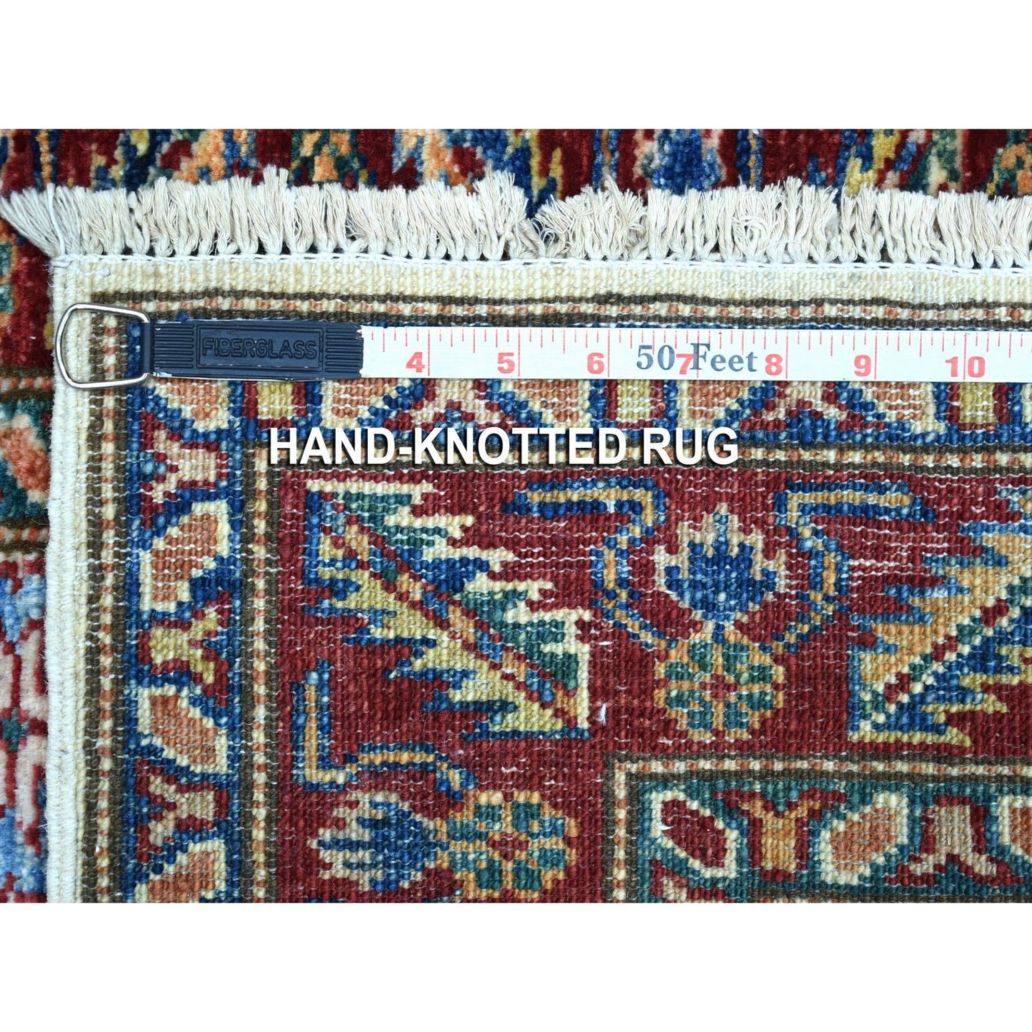 2'1"X2'10" Hand Knotted Super Kazak Soft Afghan Wool Ivory Mat Rug