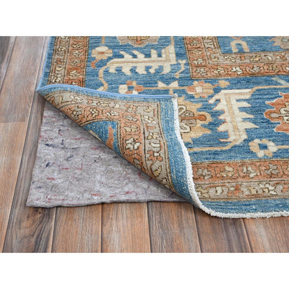 9'10"X13'8" Brown Peshawar Heris Hand Knotted Soft High Mountain Wool Rug