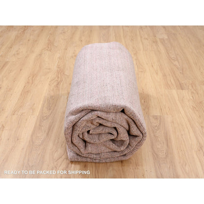 9'3"X12' Modern Design Hand Loomed Soft Wool Coral Pink Oriental Rug