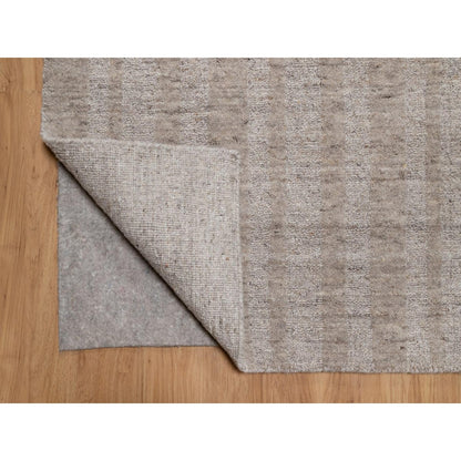 10'X14' Light Brown Vertical Stripes Design Hand Loomed Natural Wool Rug