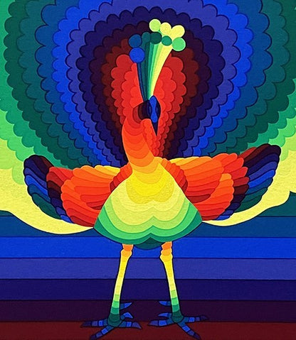 Ay-O (??) "Peacock I" 1976 Signed Silkscreen Rainbow Art 5/200 Fluxus Japan