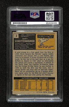 Marty Schottenheimer Signed/Auto 1971 Topps Rc Card #3 Patriots Psa/Dna 195094
