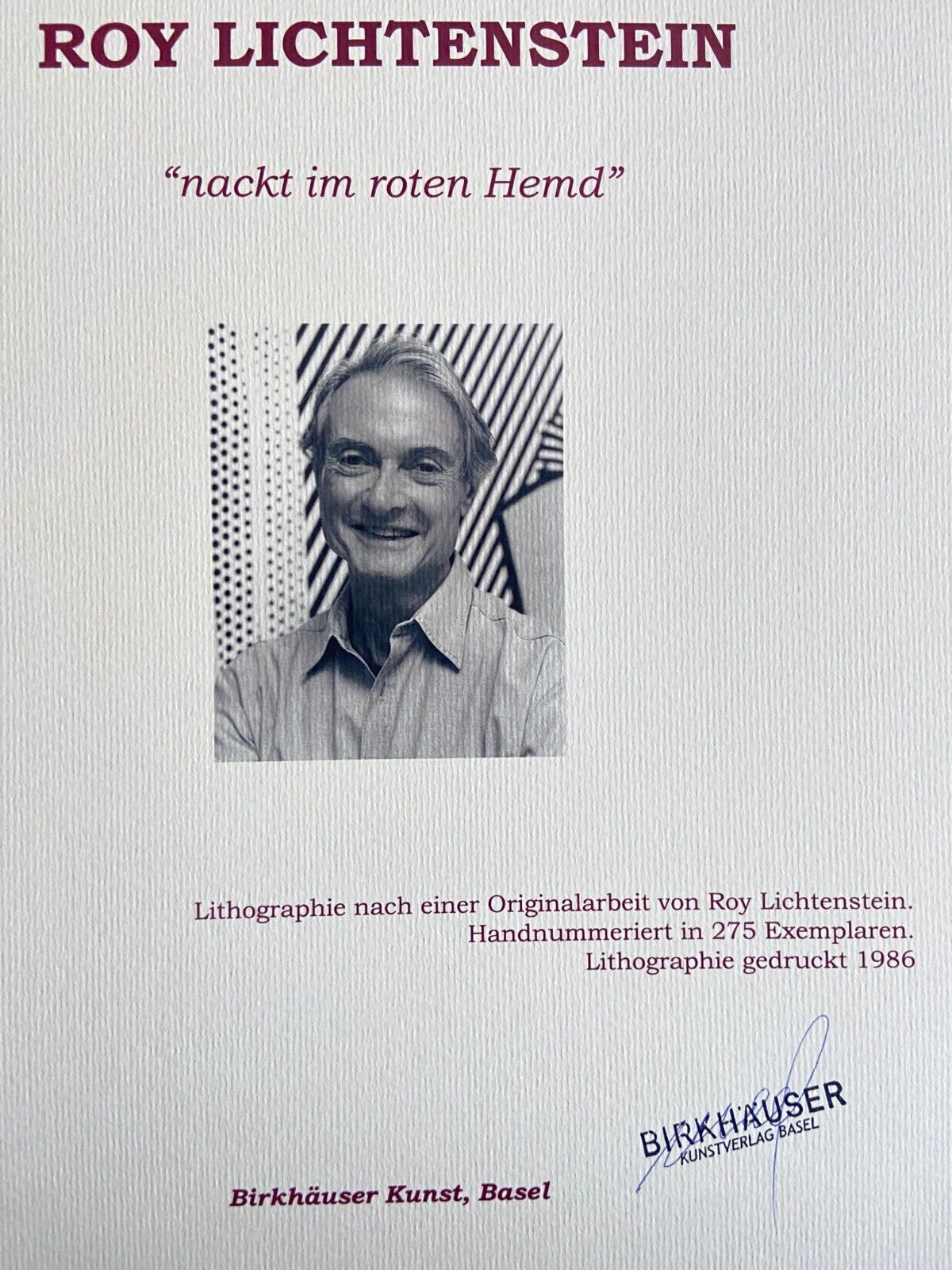 Roy Lichtenstein Lithograph Coa Signed Op Limited Edition