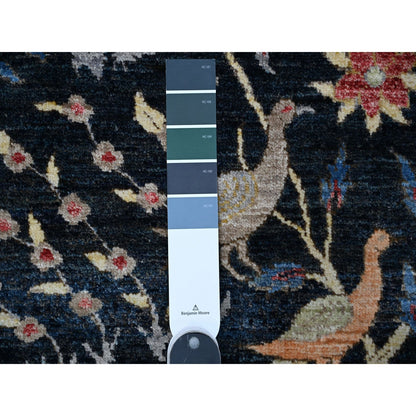 8'X8' Blue Birds Of Paradise Peshawar Hand Knotted Square Oriental Rug