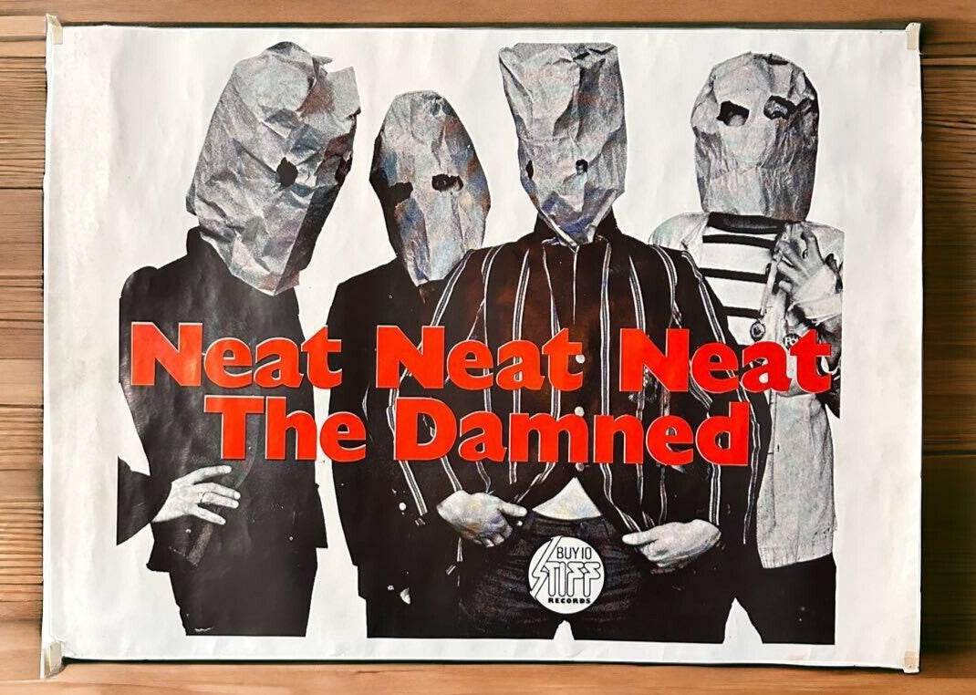 The Damned Stiff Records Promo Poster Punk Rare - Neat Neat Neat Uk 1980S
