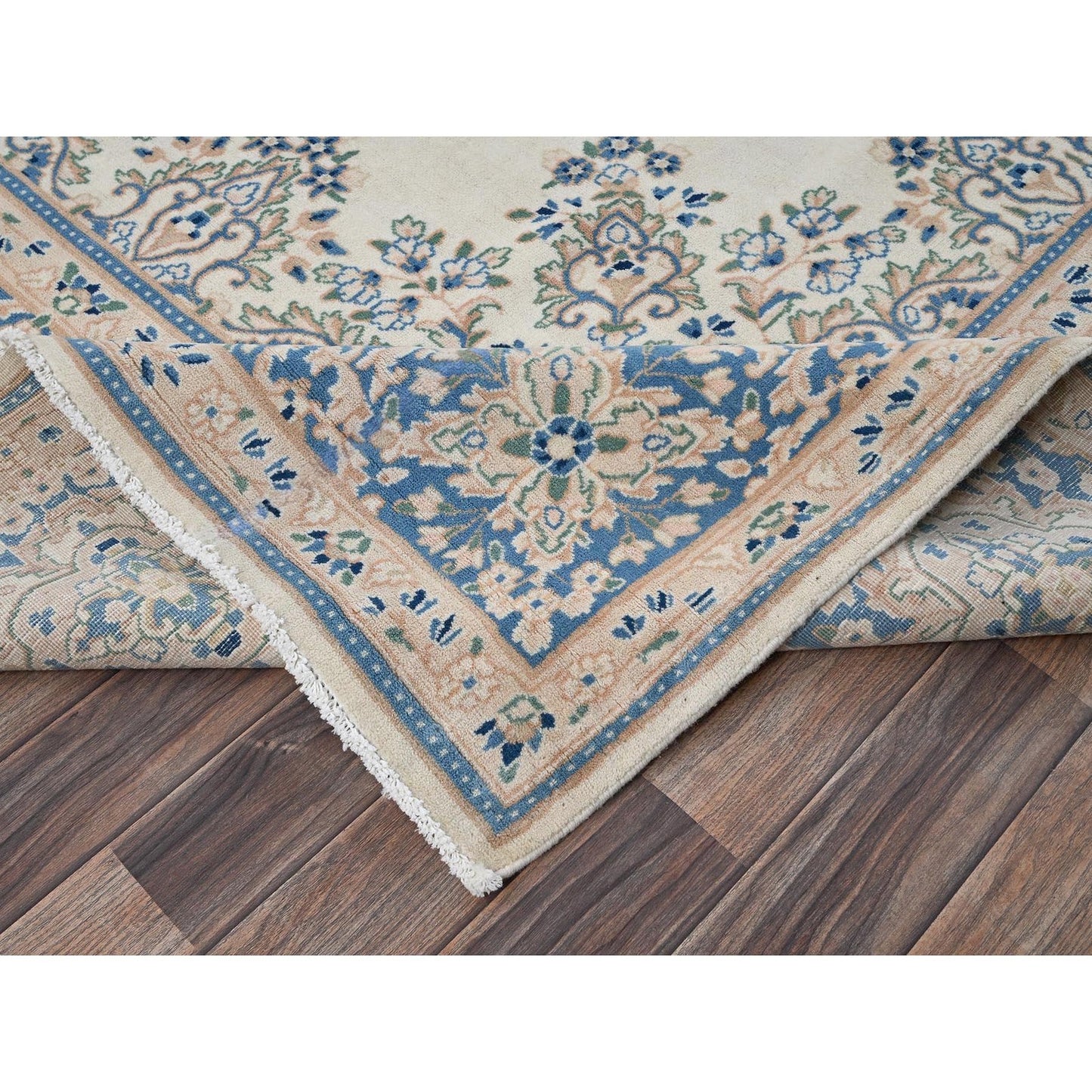 10'X10' Ivory Vintage Zoroastrian Karman Square Soft Wool Hand Knotted Rug