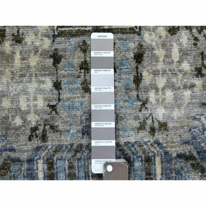 6'X9'5" Gray Afghan Peshawar Soft And Pliable Wool Hand Knotted Rug