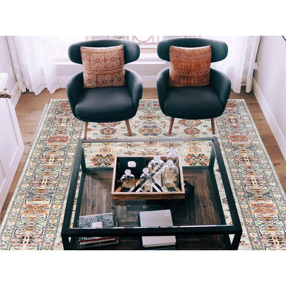 6'1"X9'1" Light Gray Hand Knotted Afghan Super Kazak Organic Wool Rug