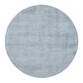 8'X8' Misty Gray Grass Design 100% Wool Hand Knotted Round Rug