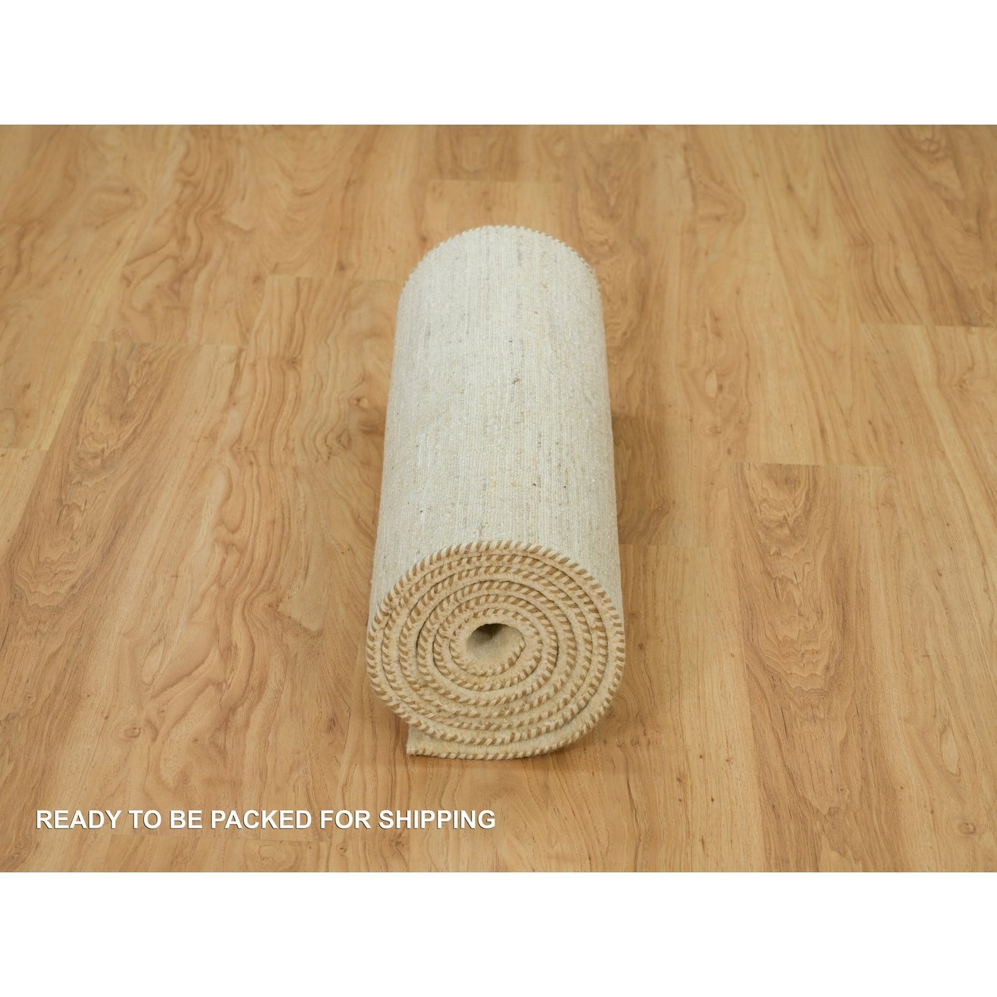 2'6"X10' Ballet White Lori Buft Plain Design Wool Hand Knotted Runner Rug